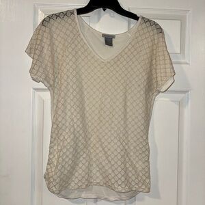 Charlotte Russe Cream Textured Short Sleeve Top